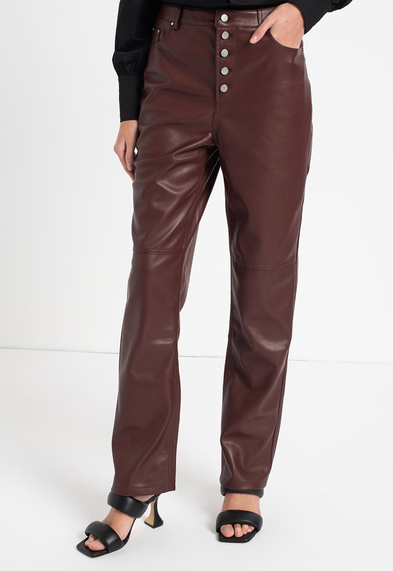 Cliomakeup-pantaloni-2022-NA-KD-Button-Closure-Pu-Pants