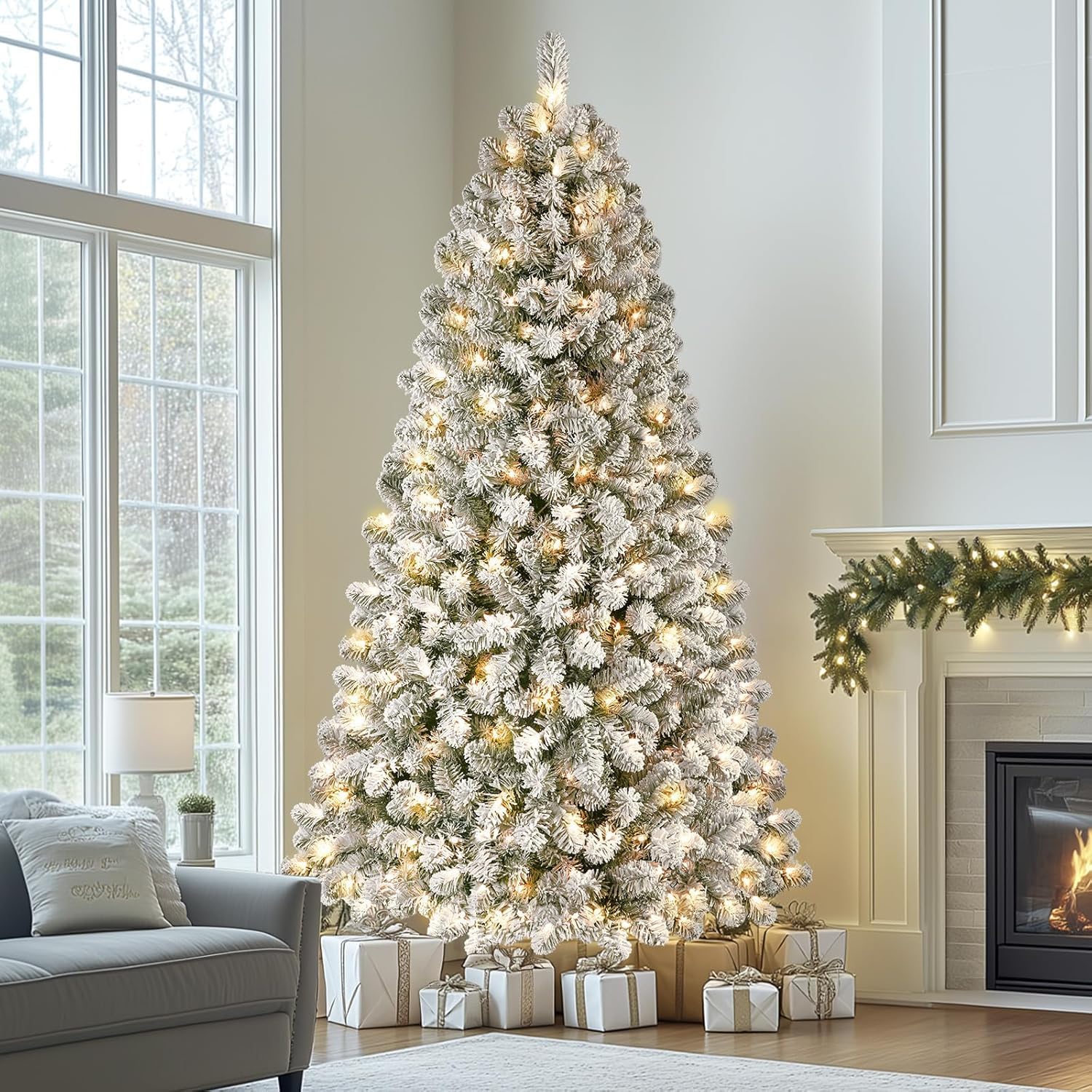 decorare-albero-natale-innevato-luci