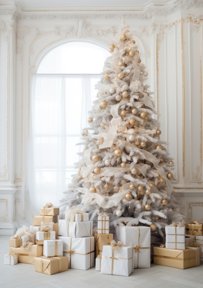 decorare-albero-natale-oro-bianco