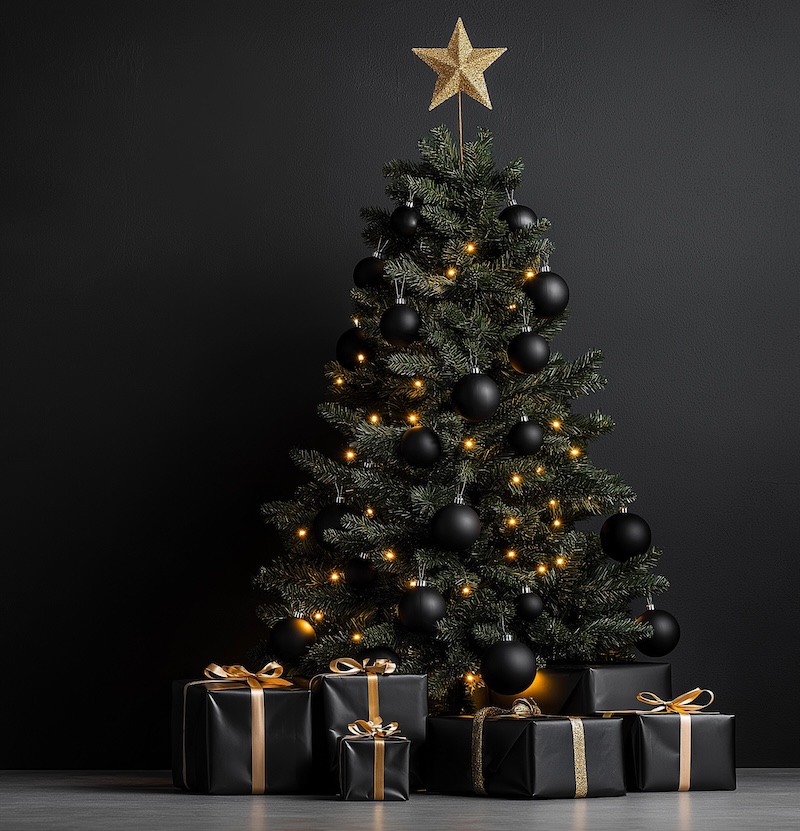 decorare-albero-natale-palline-nere
