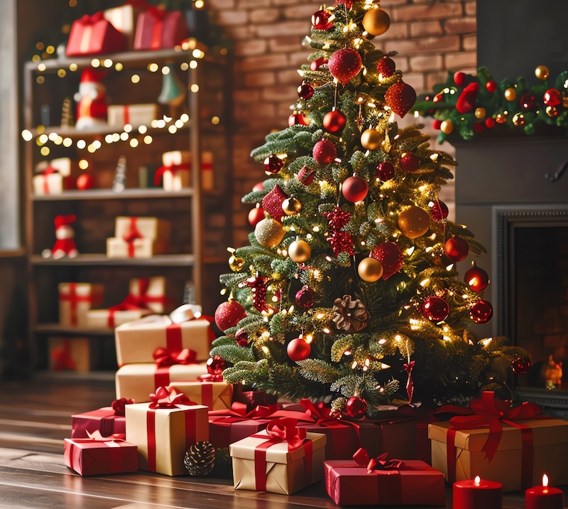 decorare-albero-natale-rosso-oro