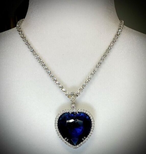 Collana Titanic Heart Of The Ocean Collana Heart Of The Ocean Titanic - Ciondolo Cuore Blu In Cristallo, Lunghezza 50 Cm, Stile Film Collana Cuore - Foto 8