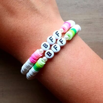 Bracciali BFF A Farfalla Bianco E Rosa – Set Amicizia Con Corda Regolabile