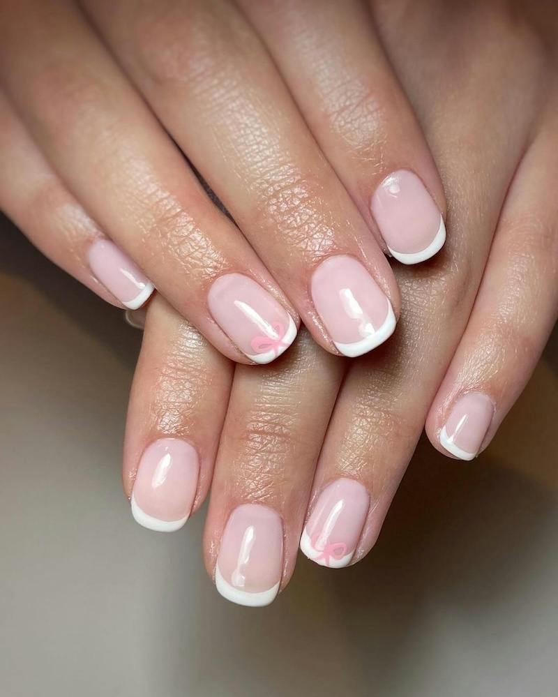unghie-fiocco-french-rosa
