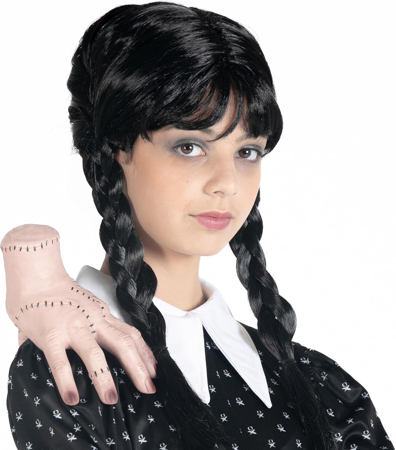 costume-mercoledi-addams-parrucca