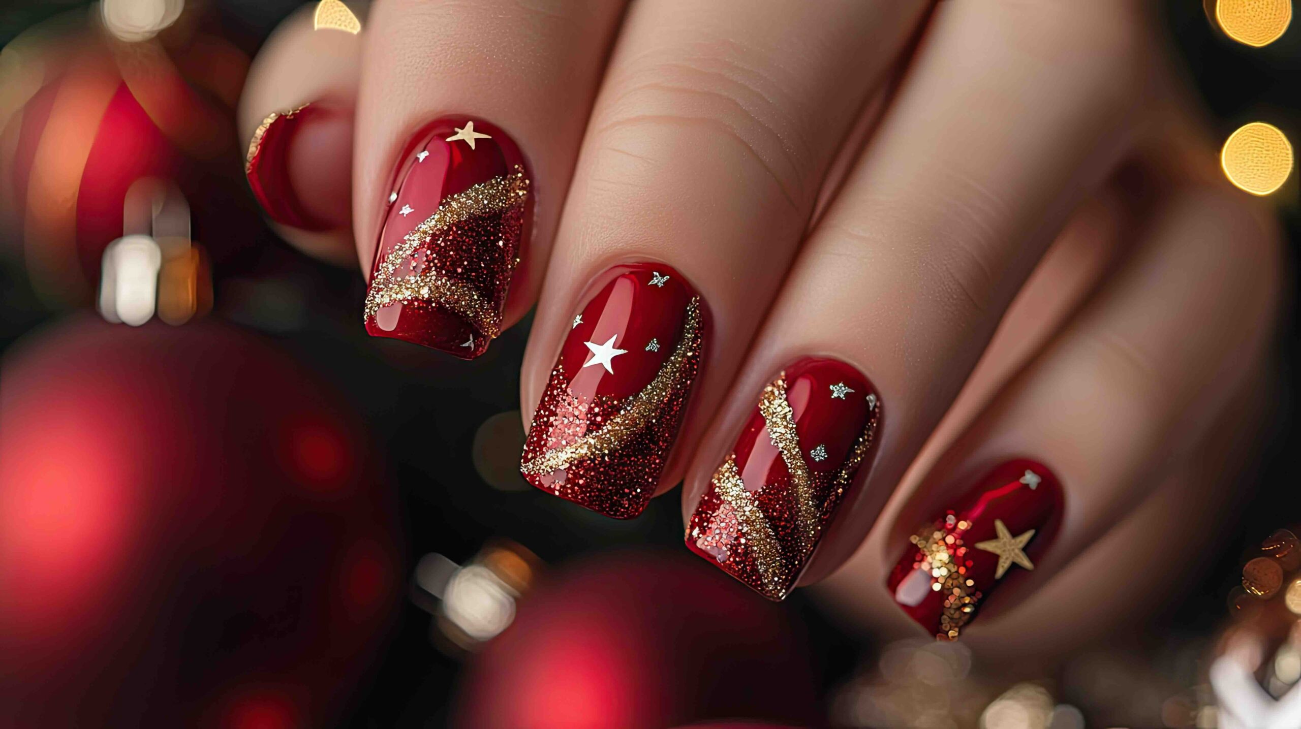 nail-art-natale-rosso-oro-scaled