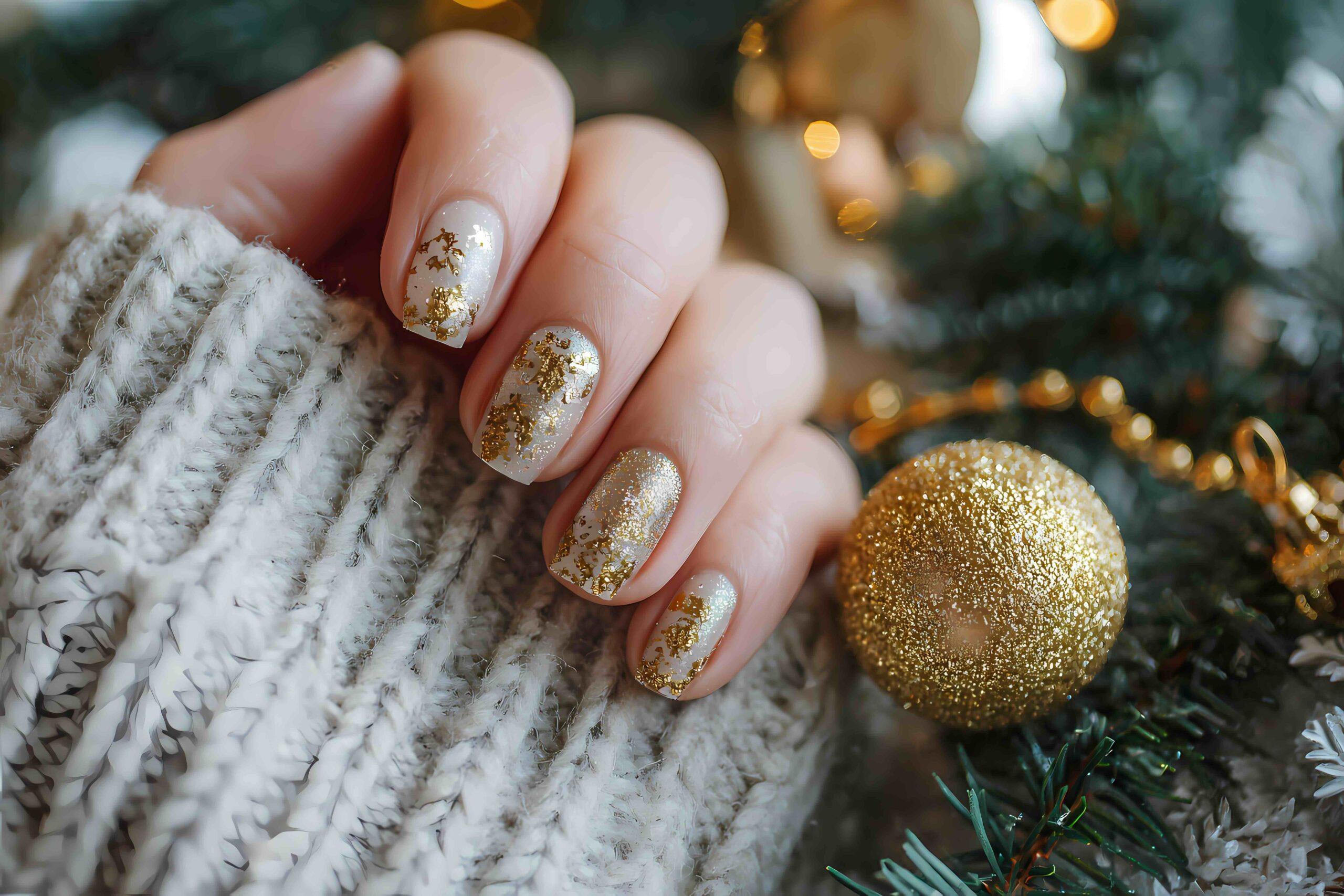 nail-art-natalizie-oro-glitter