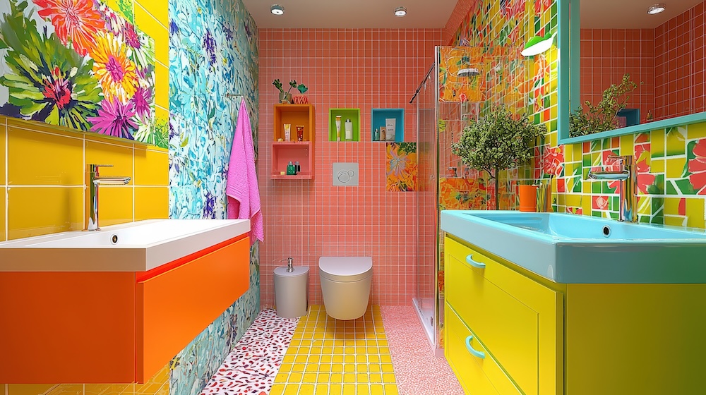 stanza-motivi-floreali-bagno-colorato