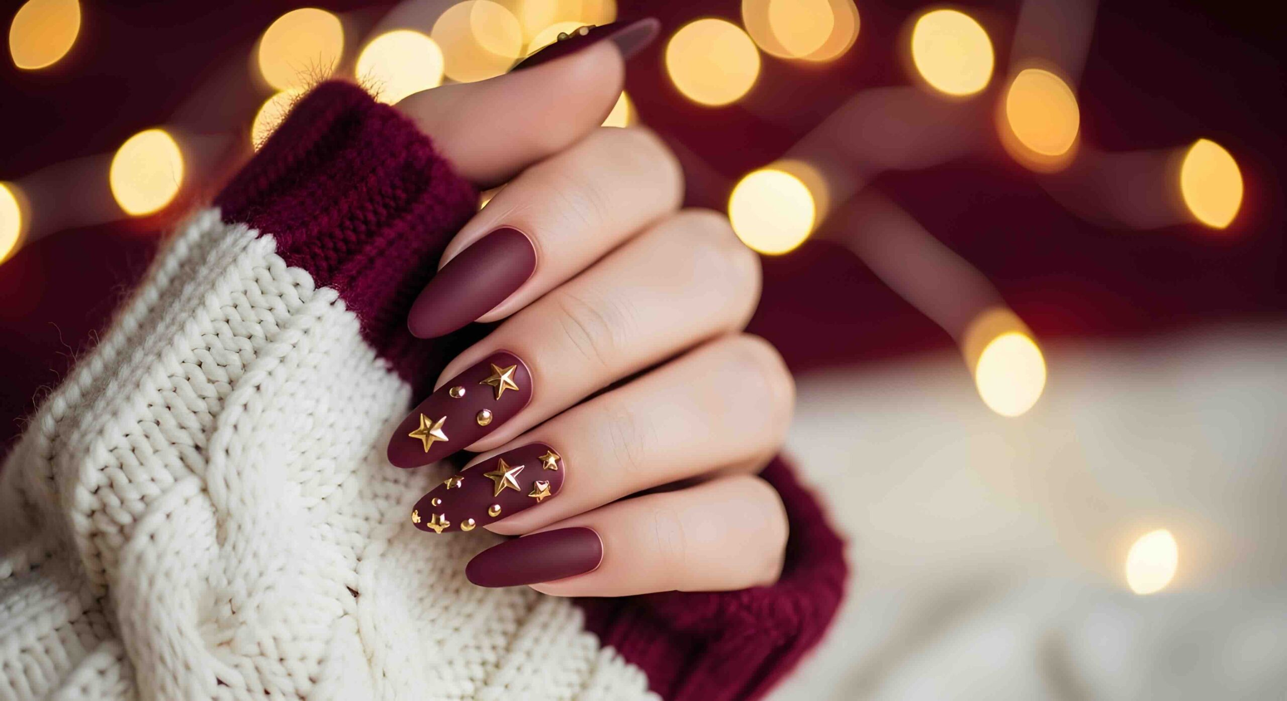 unghie-natalizie-bordeaux-stelle-oro