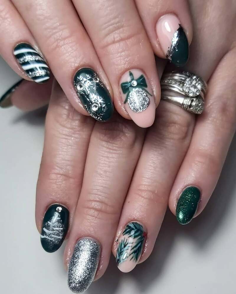 unghie-verdi-natale-argento