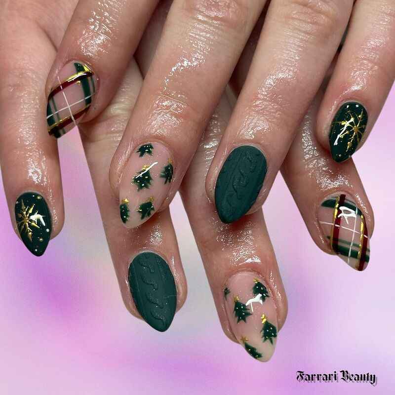 unghie-verdi-natale-tartan