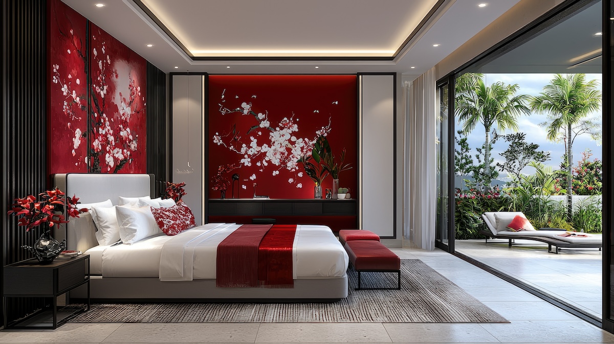 camera-da-letto-color-ciliegia-fiori