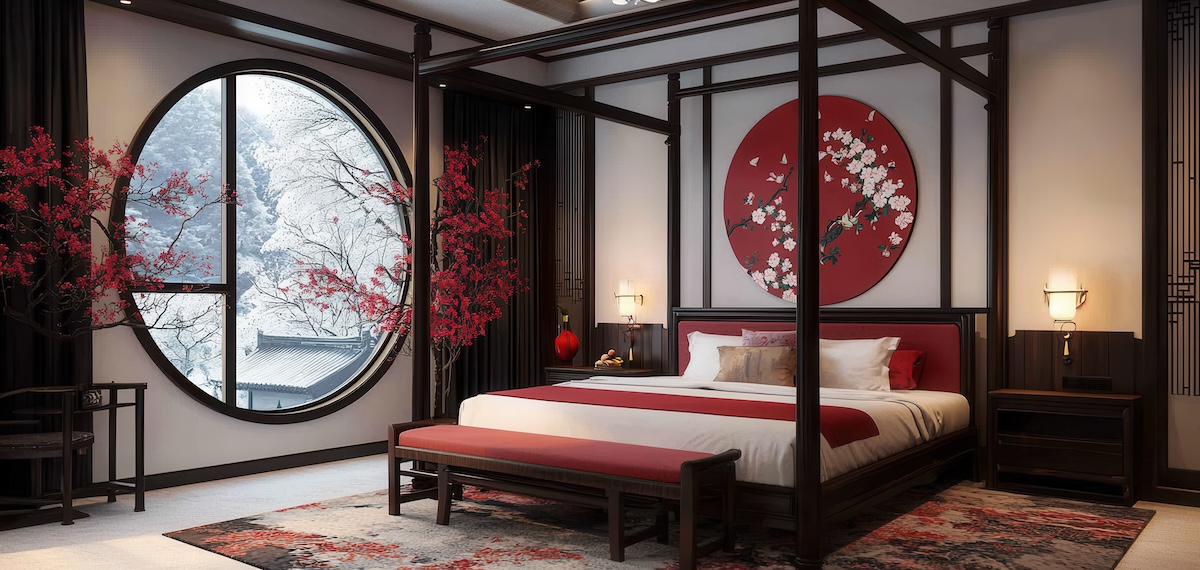 camera-da-letto-color-ciliegia-stile-giapponese