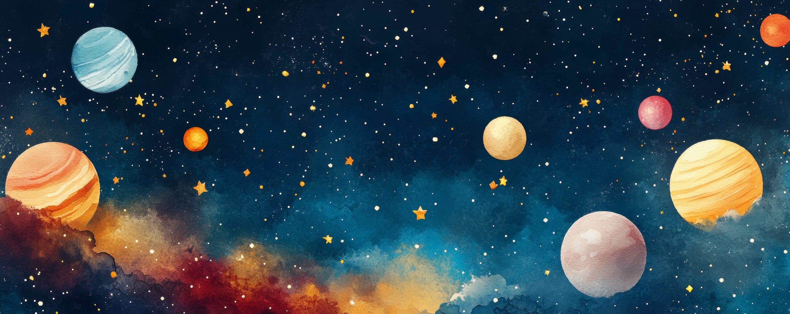 universo-pianeti-stelle-meteore-acquerello