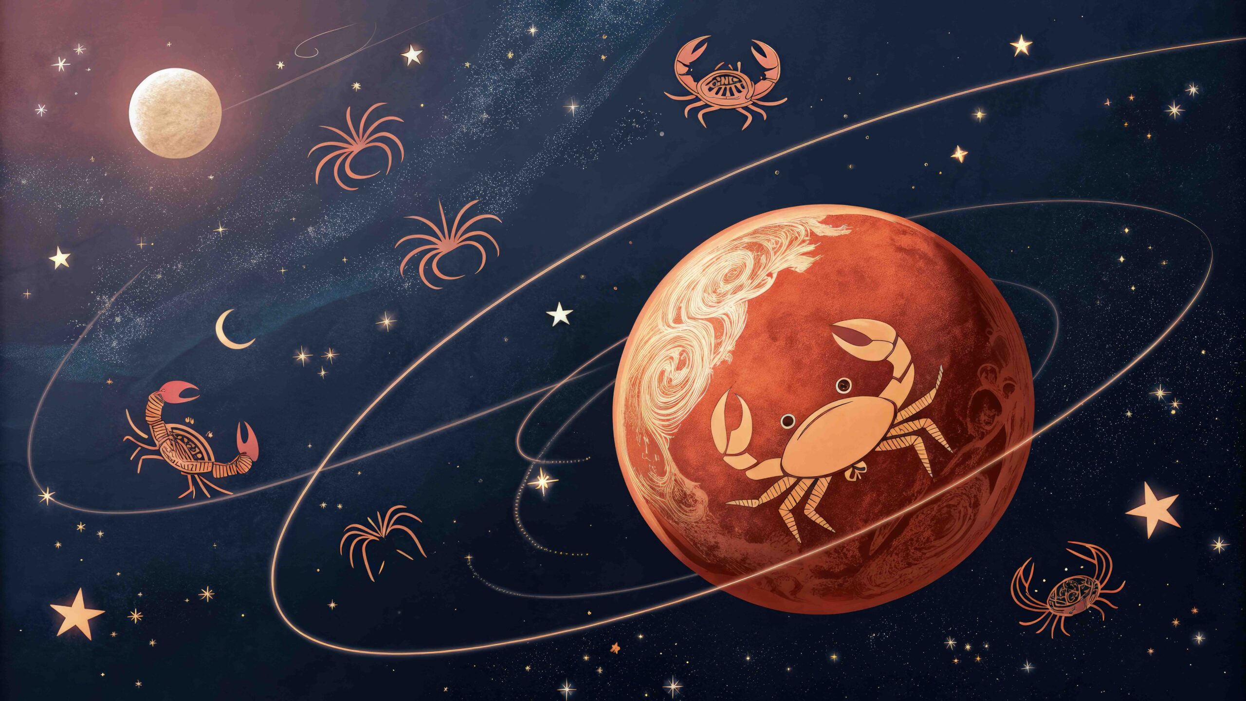 marte-in-cancro-pianeta-segno-zodiacale-illustrazione