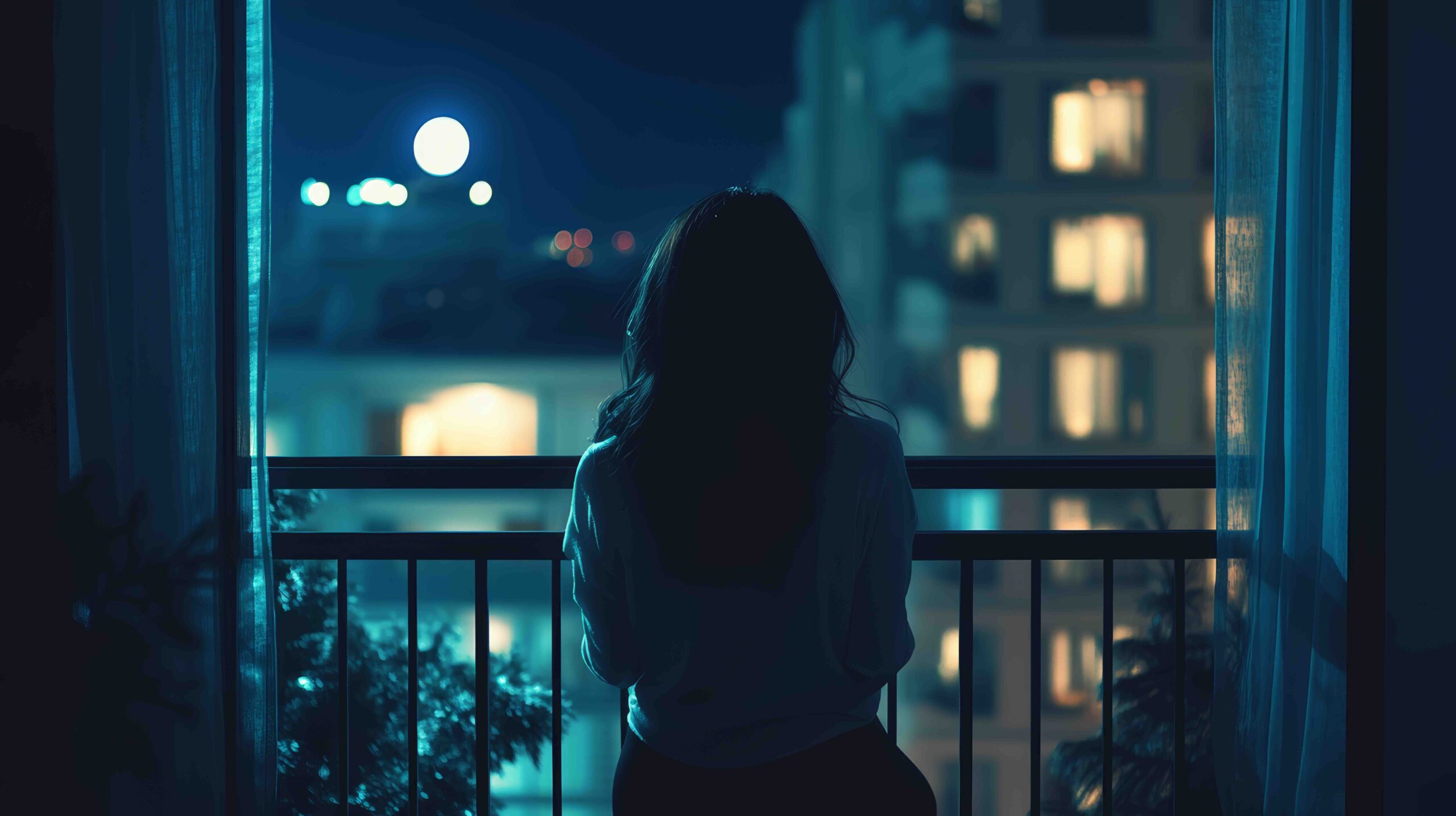 ragazza-guarda-luna-piena-balcone-finestra-cielo-notte