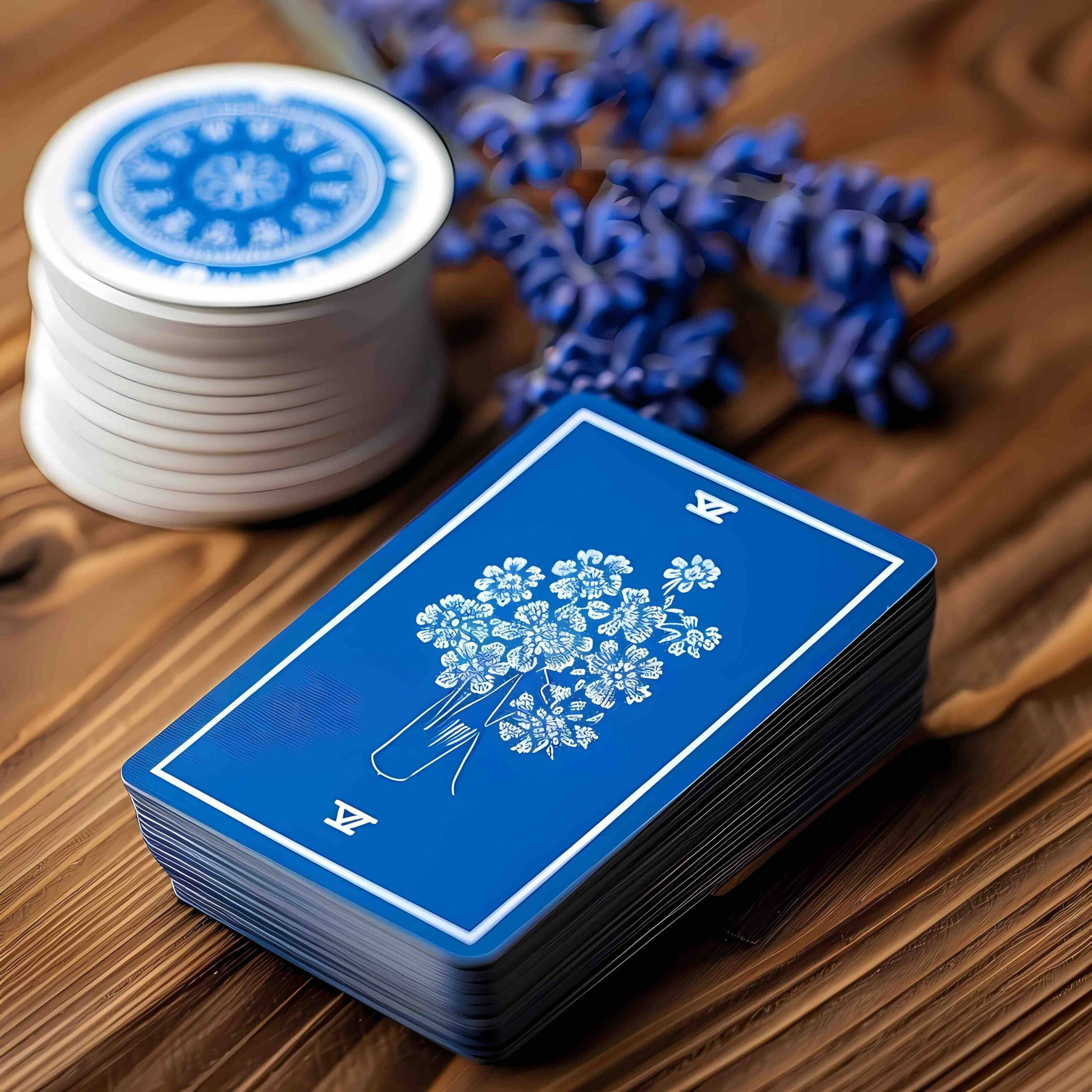 set-carte-tarocchi-blu-fiori