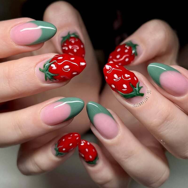 smalto-rosso-fragola-nail-art-3D