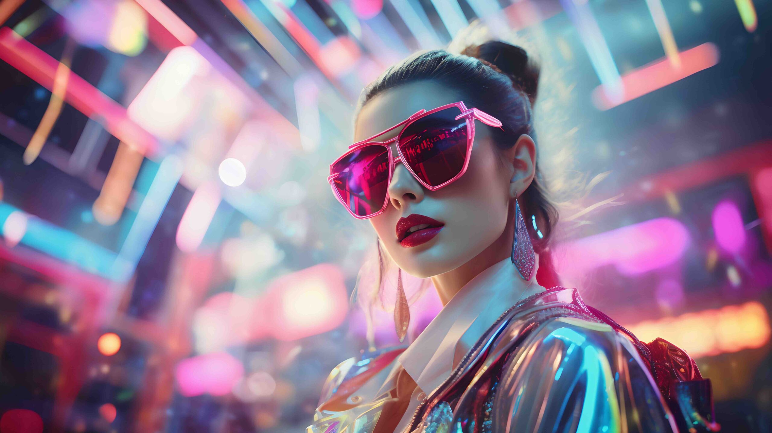 trend-setter-donna-occhiali-colorati-giacca-neo