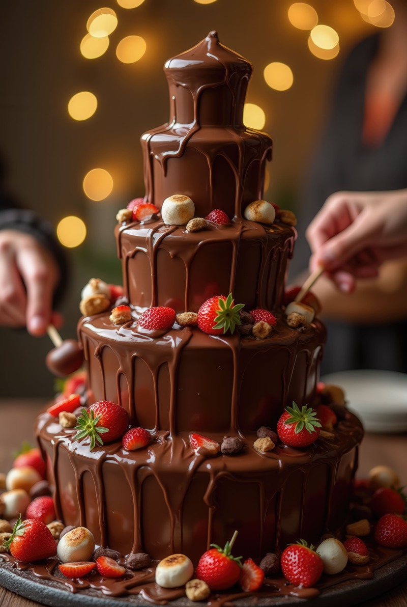 centrotavola-fragole-fontana-cioccolato