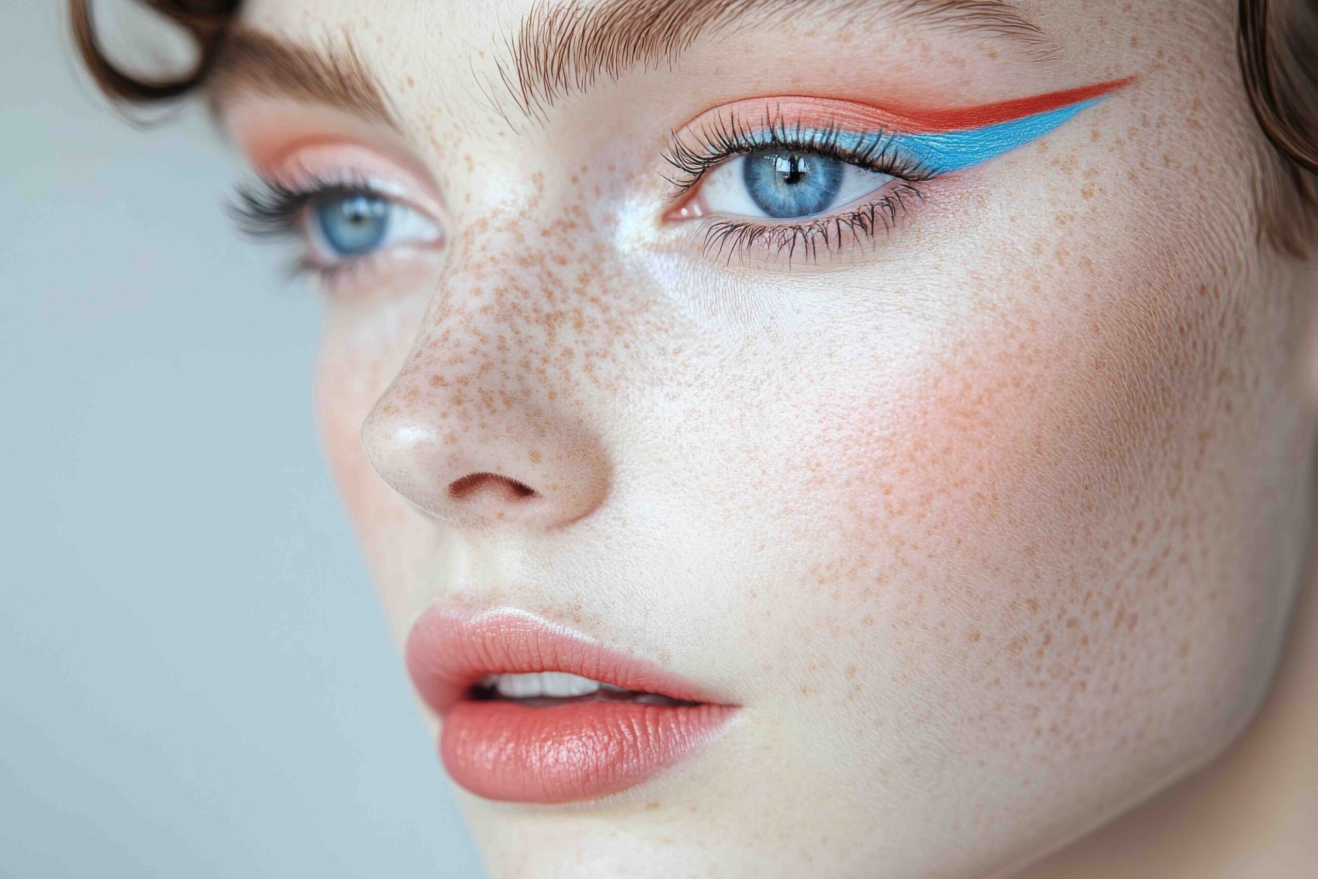 make-up-occhi-eyeliner-colorato-azzurro-arancione