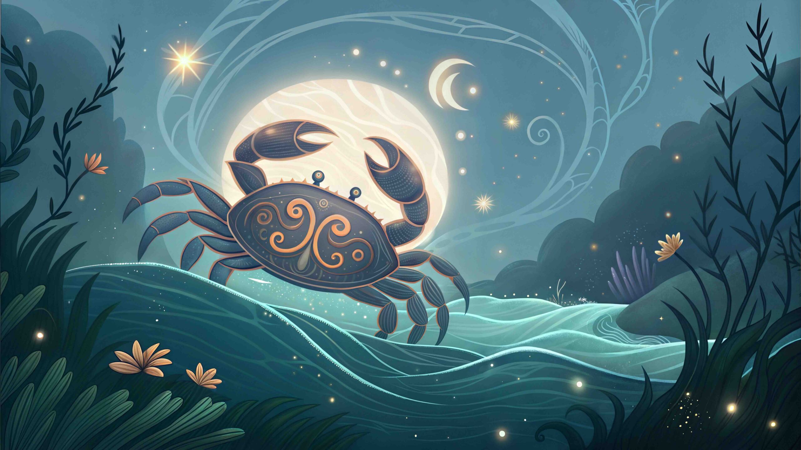 segno-zodiacale-cancro-illustrazione-cielo-luna-stelle
