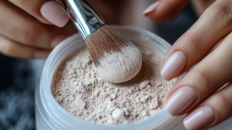 come-usare-revolution-hydra-cool-loose-baking-powder-cipria-pennello