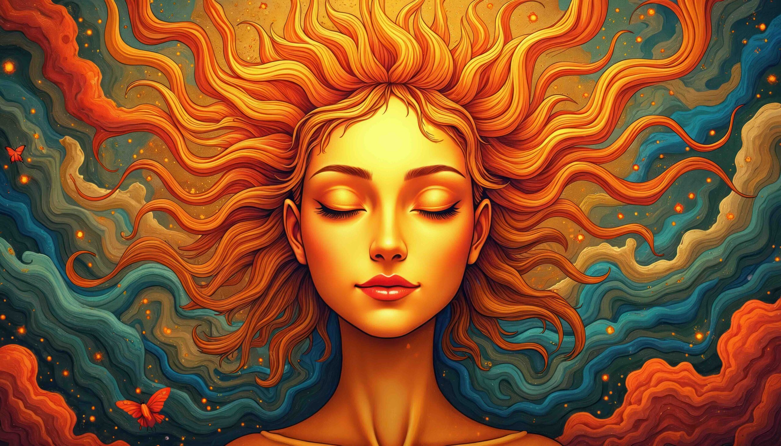 donna-capelli-sole-illustrazione-astrologia