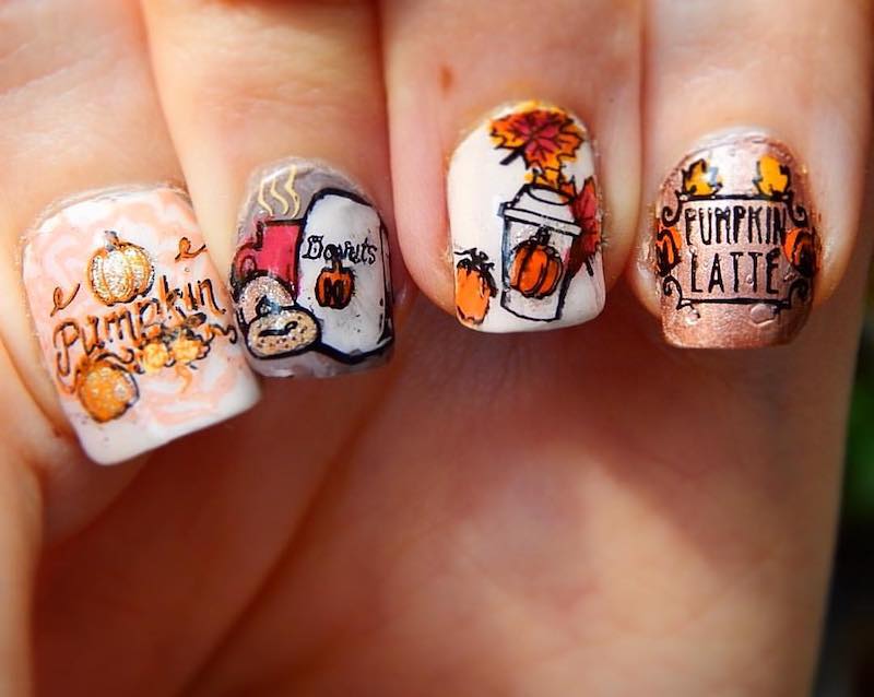 pumpkin-spice-latte-nails-design
