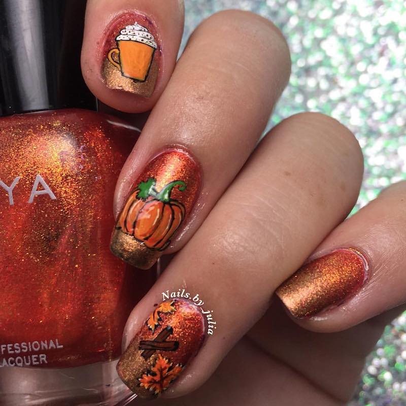 pumpkin-spice-latte-nails-glitter