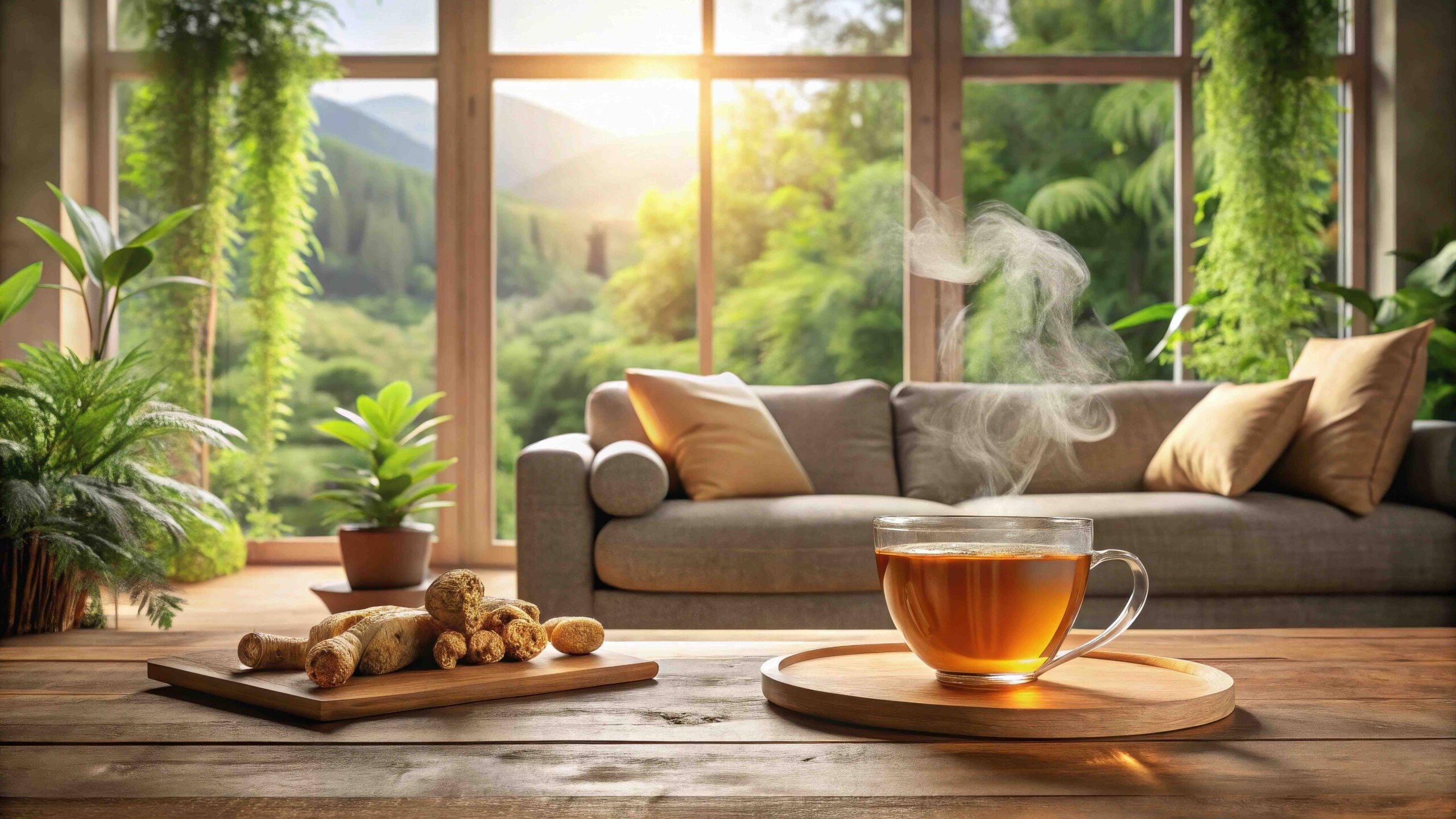 tisana-zenzero-calda-tazza-casa-finestra-divano-sole