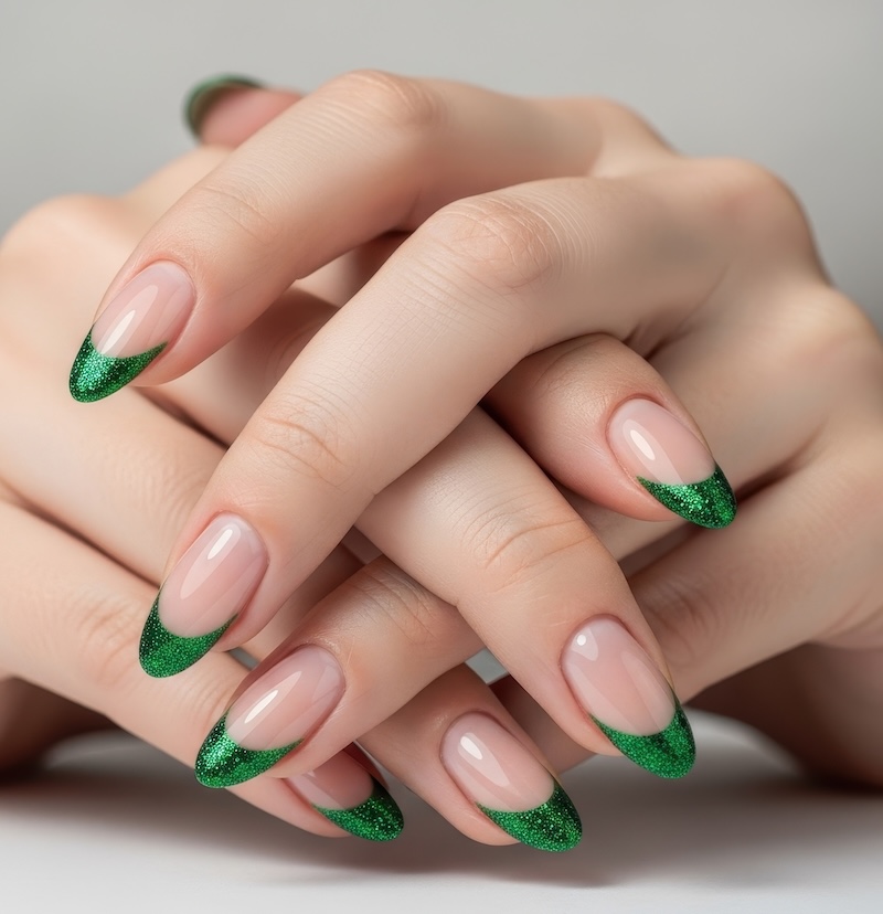 smalto-verde-glitter-french-Artem Zatsepilin