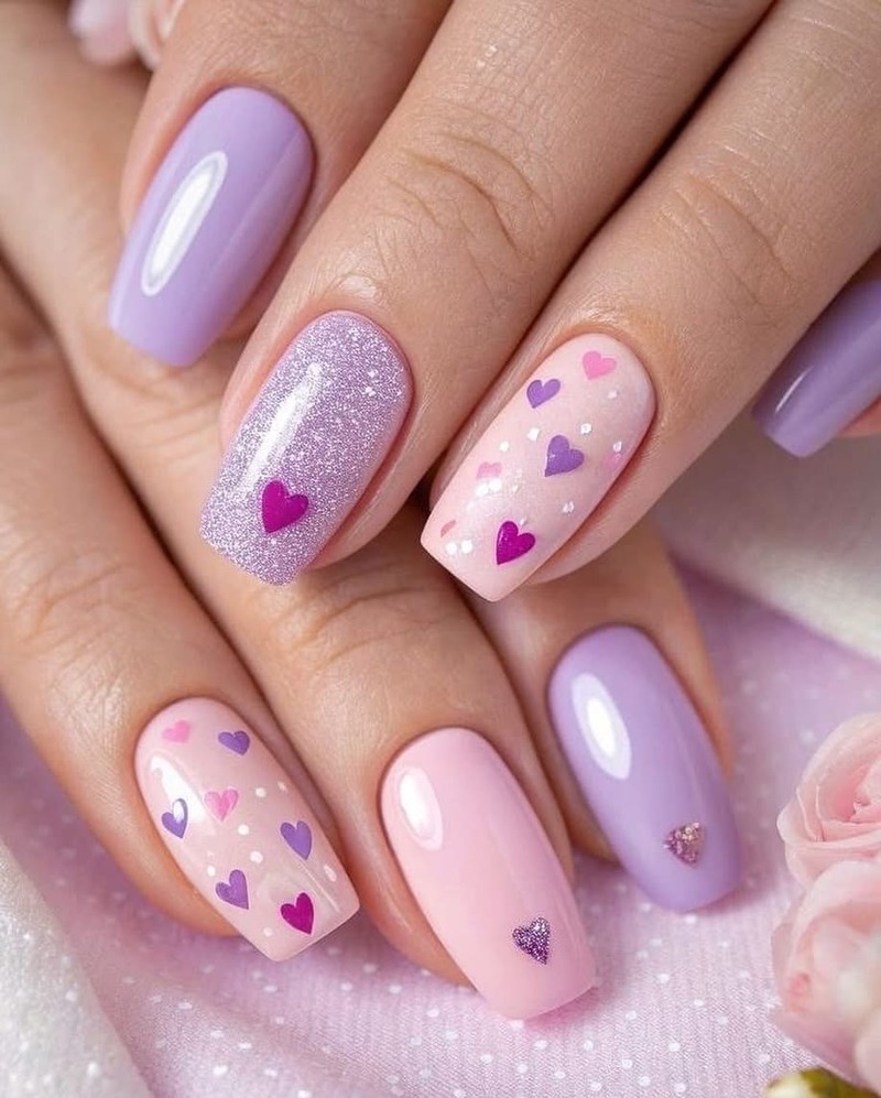 unghie-con-cuori-rosa