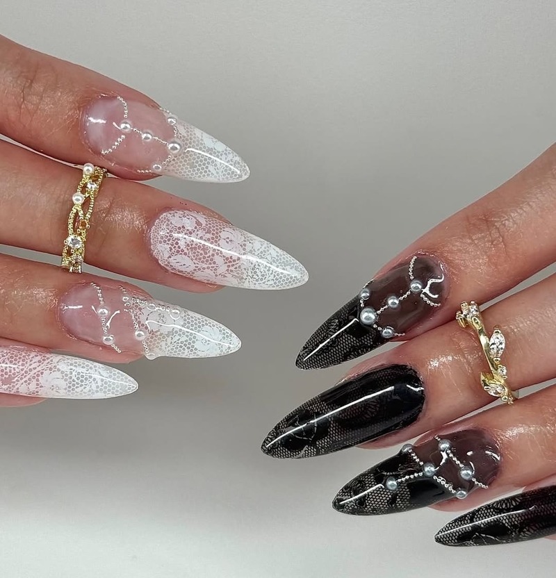 unghie-pizzo-bianche-nere