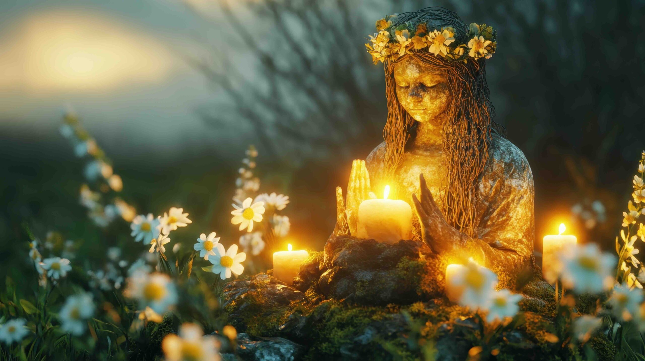 imbolc-festa-luce-statua-fiori