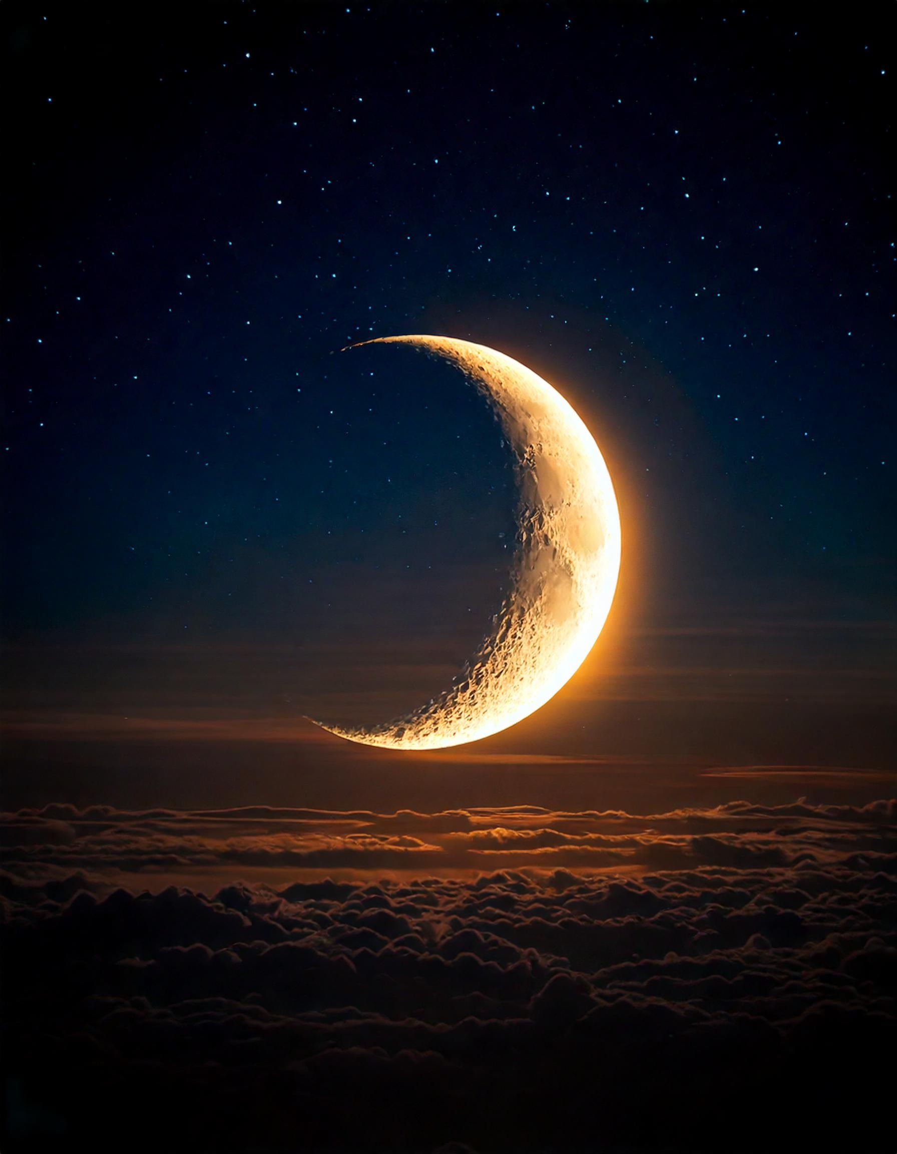 primo-quarto-di-luna-crescente-nuvole-cielo-tramonto.