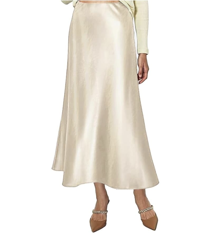 camicia-di-lino-marrone-gonna-satin