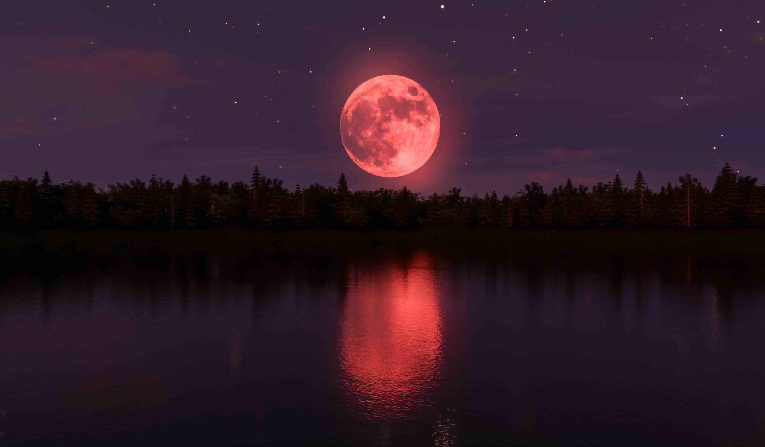 luna-rossa-piena-lago-alberi